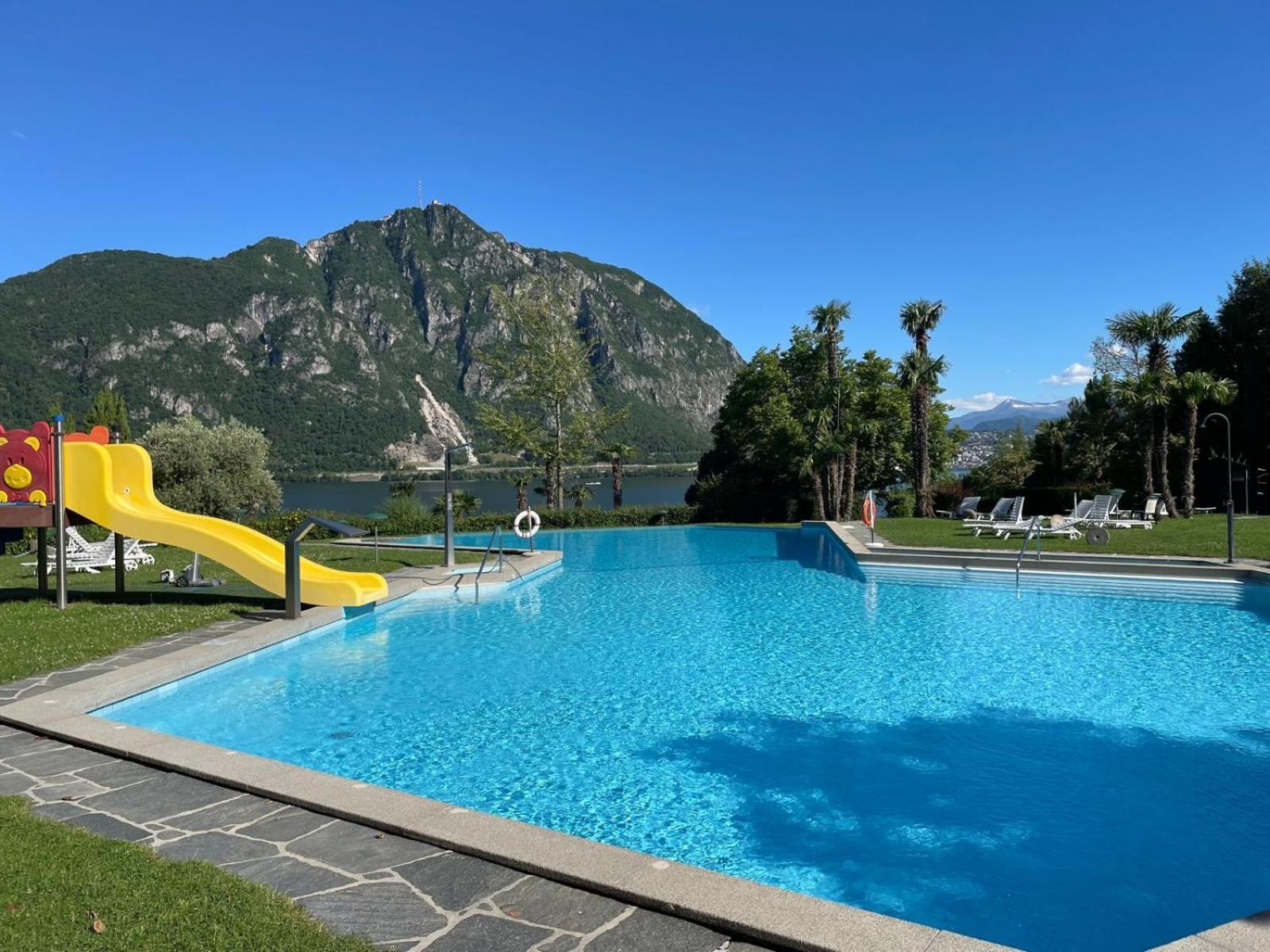 Luganersee, Pool, Strand, Parkplatz, Suite 204 Bissone Kültér fotó