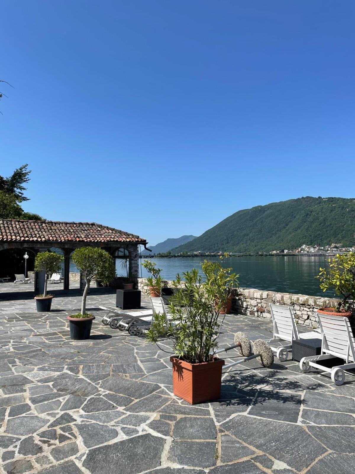 Luganersee, Pool, Strand, Parkplatz, Suite 204 Bissone Kültér fotó