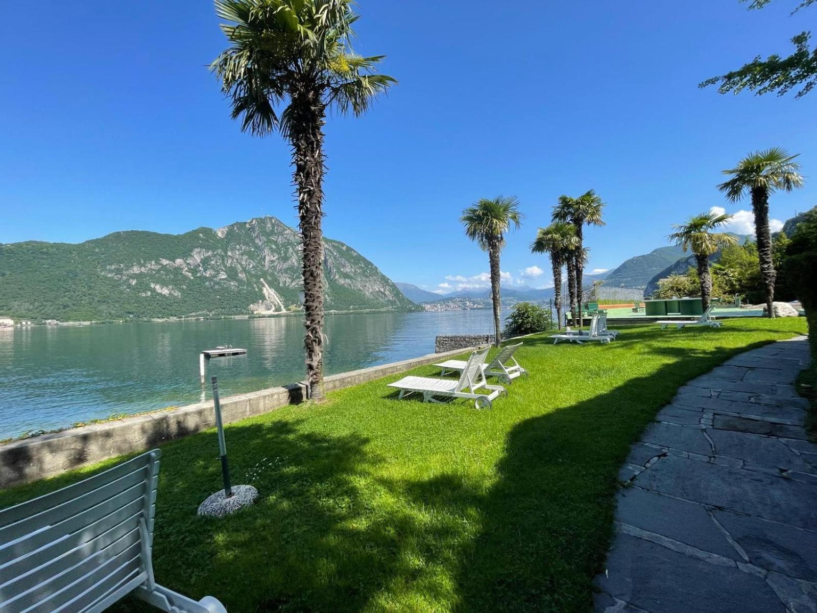 Luganersee, Pool, Strand, Parkplatz, Suite 204 Bissone Kültér fotó